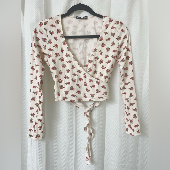 Brandy Melville Floral Wrap Top - Picture 1 of 5